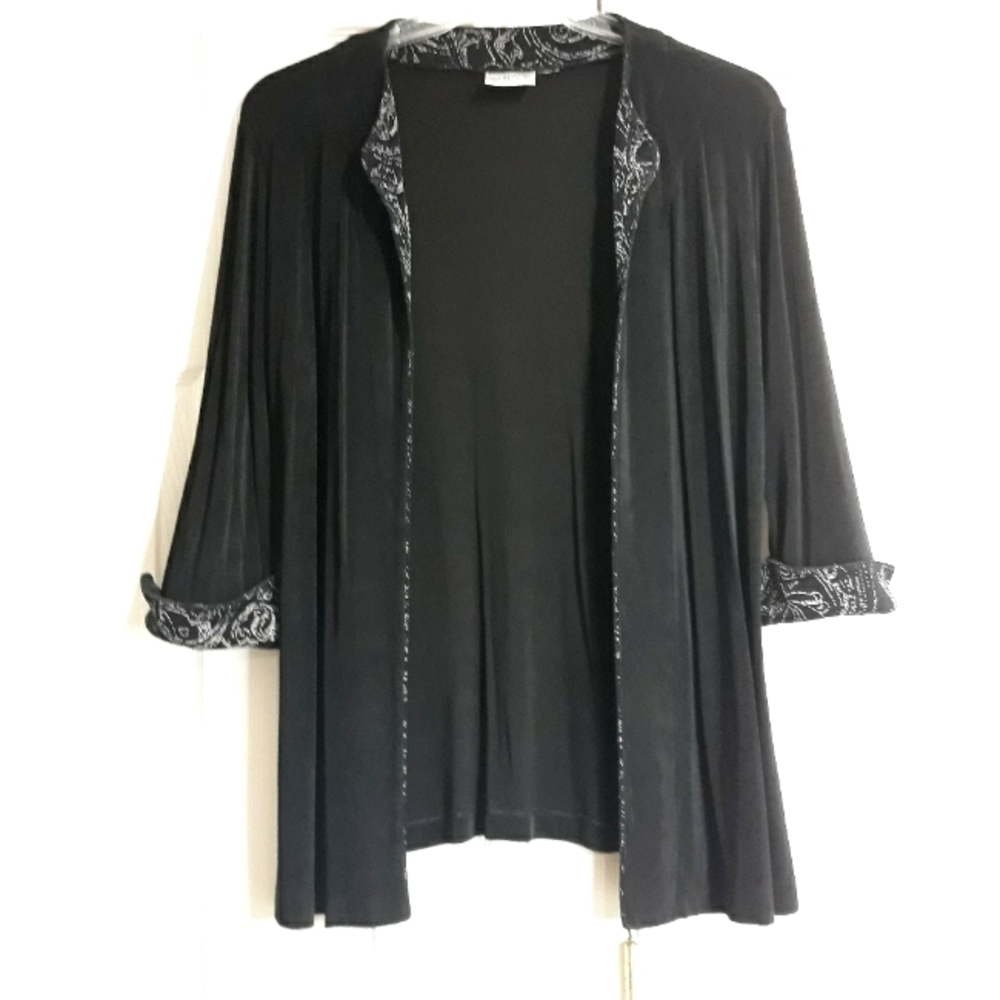 Chico's Travelers 3/4 Sleeve black open Cardigan size Large